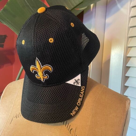 NEW ORLEANS SAINTS | black gold adjustable velcro back hat - Picture 2 of 7